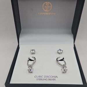 NEW Giani Bernini Sterling Silver Twisted Cubic Zirconia Earrings